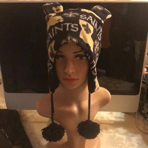 Saints Fleece PomPom Hat With Ears